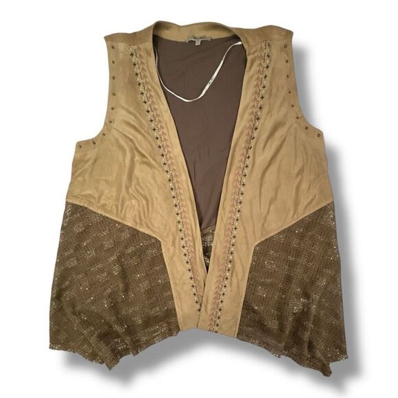 Miss Me Western Boho Embroidered Vest Cardigan Size Extra Large - Picture 1 of 7